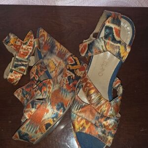Colorful Patterned Wedge Sandals